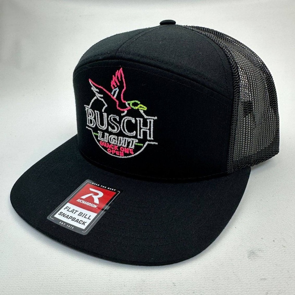 Busch Duck Hunter's Beer Drinking Hat Cap Mesh Snapback Black Flat Bill … - Picture 2 of 4